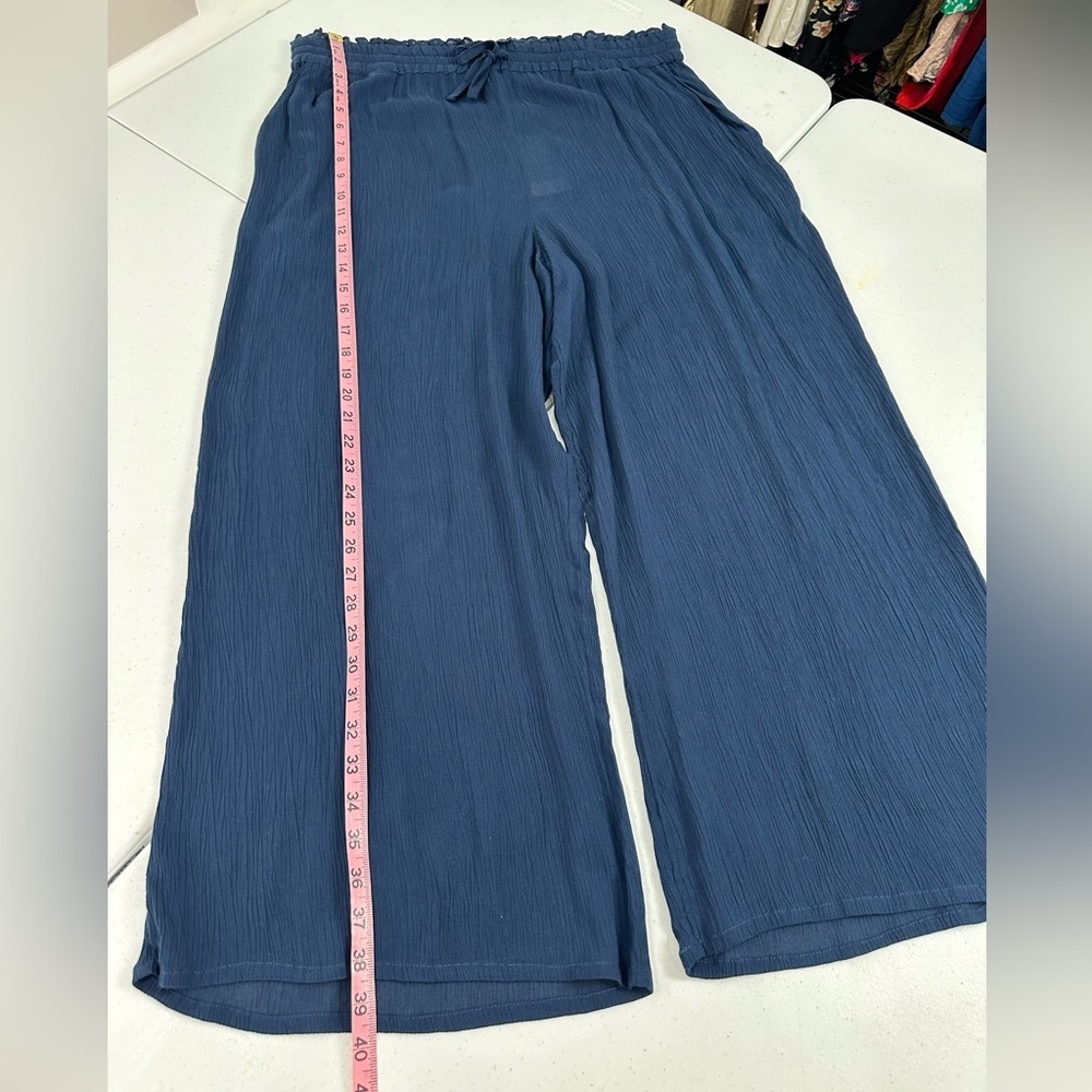NWT Whistles Imogen Fluid Cropped Trouser Pants Navy Flowy Breezy Elastic Waist - Picture 8 of 12